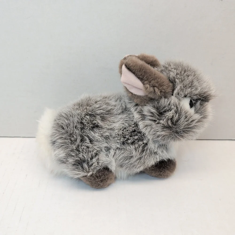 Miyoni by Aurora Grey White Bunny Rabbit Plush Stuffed Animal 7 Inch 2016